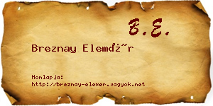 Breznay Elemér névjegykártya