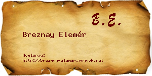 Breznay Elemér névjegykártya